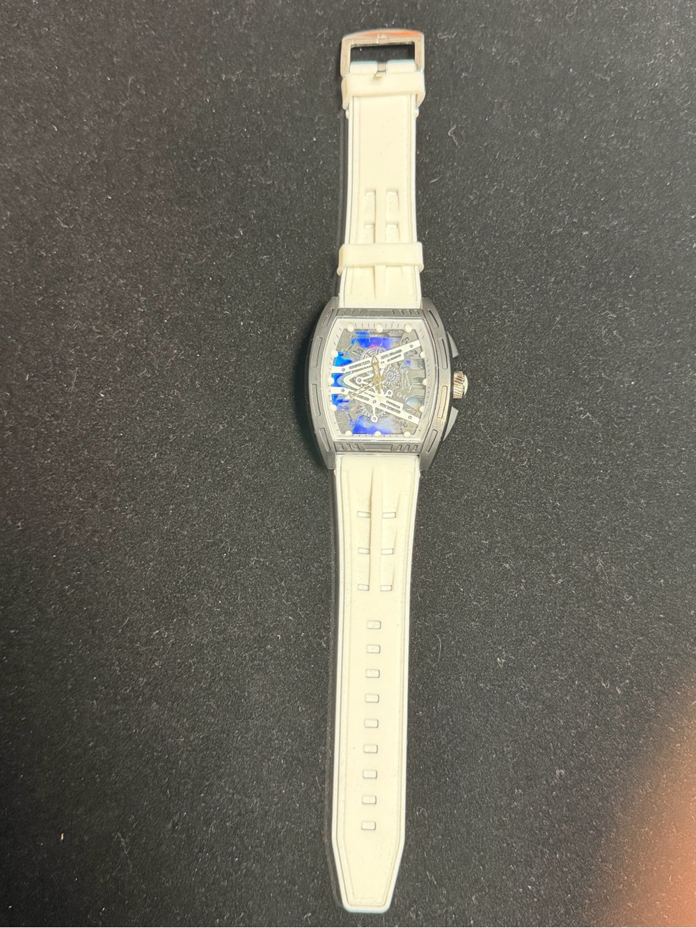White Silicone Strap Skeleton Dial Watch - Unbranded